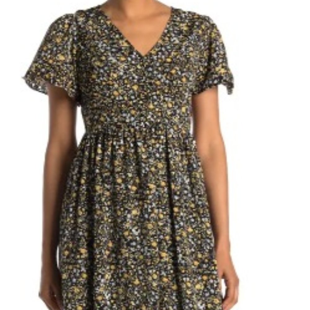 Flutter Sleeve Floral Maxi Dress